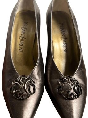 Yves Saint Laurent Women's Metallic Brown Leather Pumps